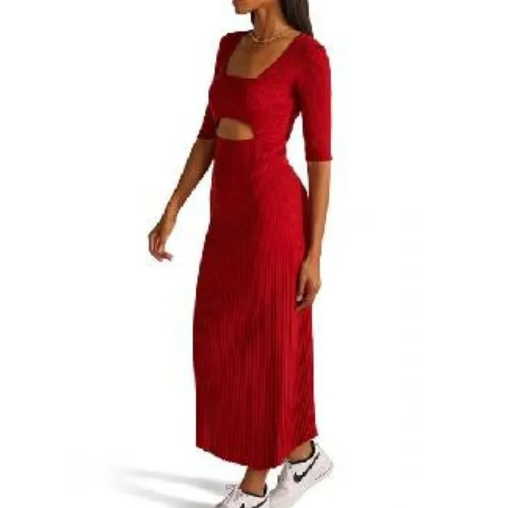 NEW FAVORITE DAUGHTER Crush Cutout Detail Cotton Blend Rib Jumper Dress L#2534* - Picture 2 of 9